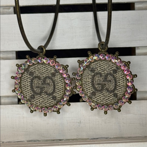 Keep It Gypsy Hoop Earrings with Iridescent Rhinestones - Picture 2 of 9